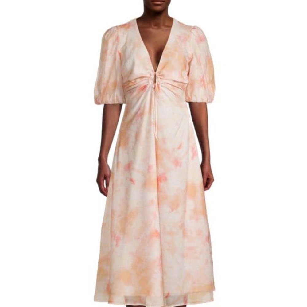 New! BARDOT Farlow V-Neck Midi-Dress
